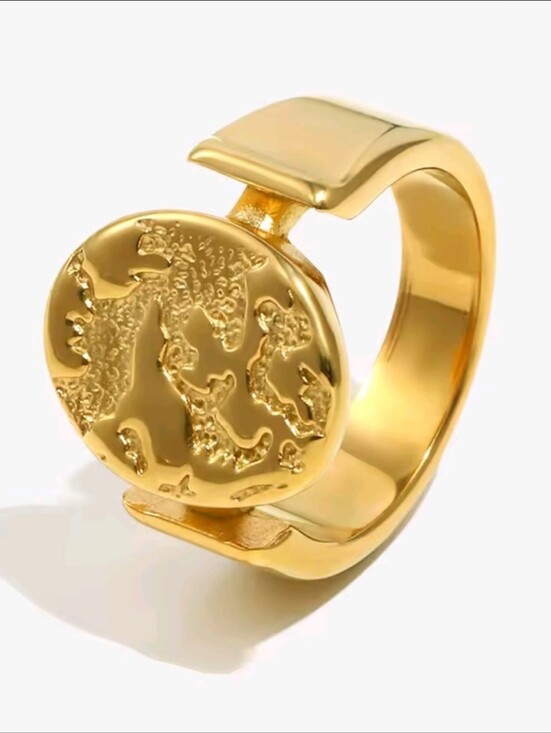 Anthropologie Jewelry - 18K Gold-Tone Textured Medallion Ring